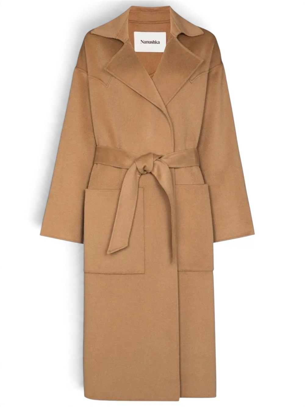 Nanushka Alamo Wrap Coat Wool Silk Blend Luxury Minimalist Oversized NWT Size S